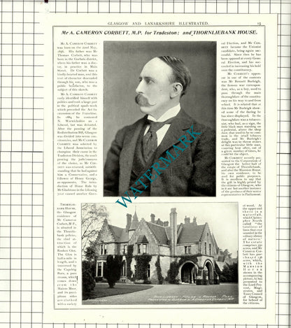 Mr A Cameron Corbett Thornliebank House Glasgow / Charles Dickson - 1904 Article