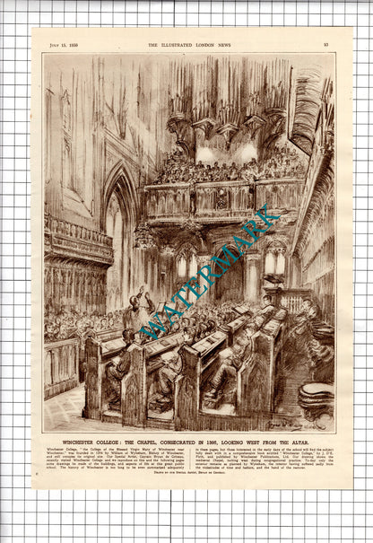Winchester College  - 1950 Article / Print