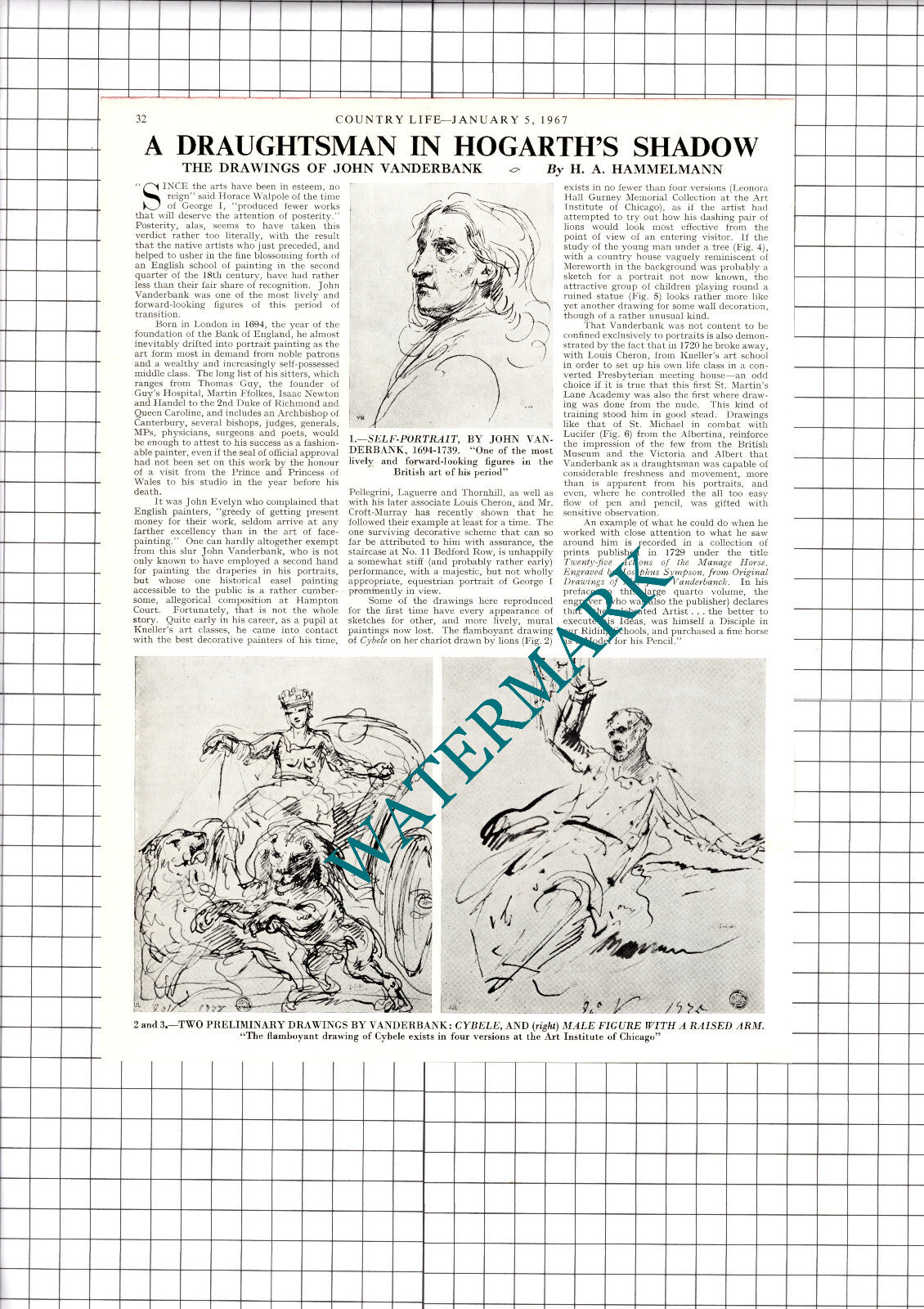 John Vanderbank Artist H A Hammelmann  - 1967 Article