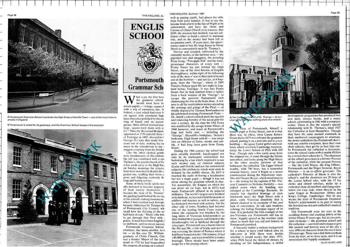 Portsmouth Grammar School - 1987 Article / Print