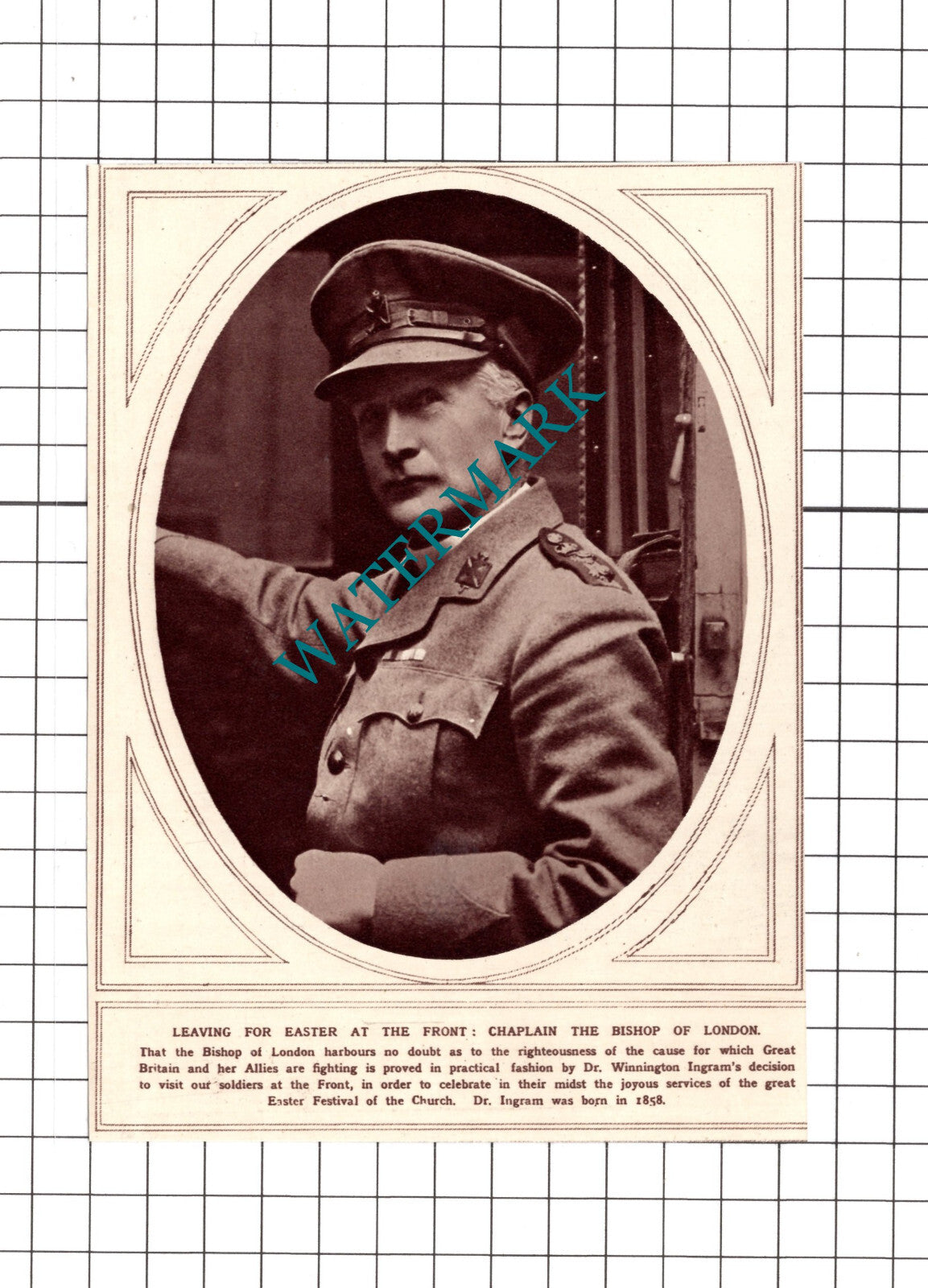 Dr Winnington Ingram Great War - 1915 Clipping / Print