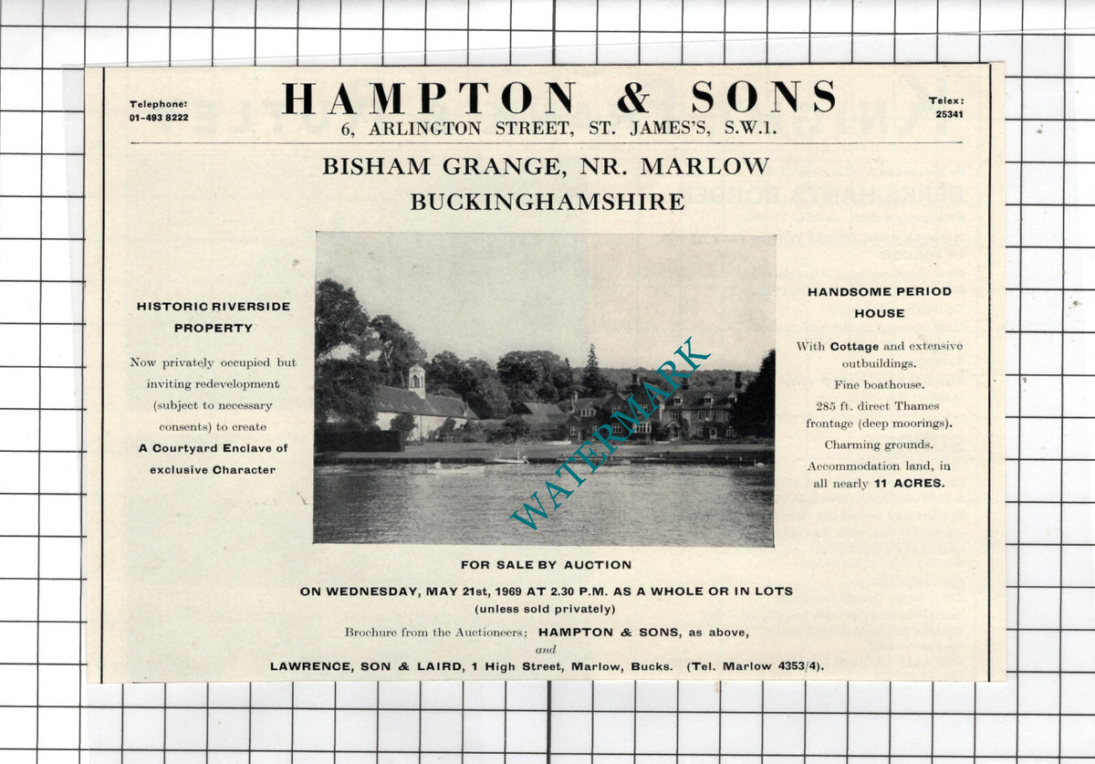 Bisham Grange Marlow Buckinghamshire - 1969 House Sale Advert
