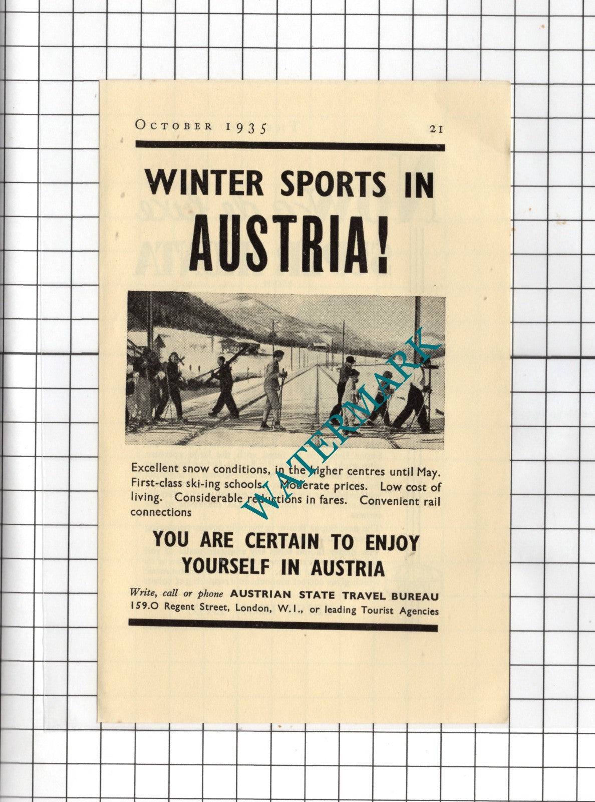 Austria Tourism Advert / Zeiss Ikon Ltd - 1935 Small Advert