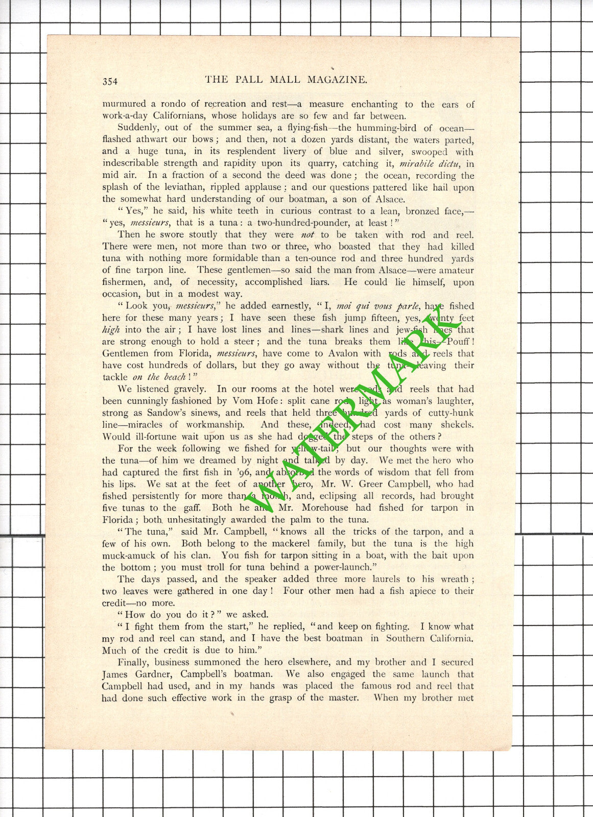 Horace Annesley Vachell Greer Campbell James Gardner Tuna Fishing - 1898 Article