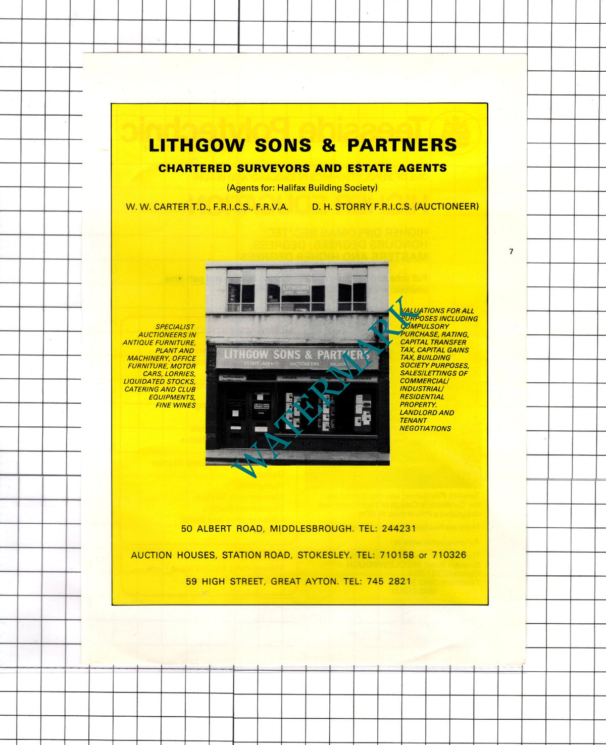 Lithgow Sons Estate Agents Middlesbrough / Teesside Polytechnic - c.1980 Advert