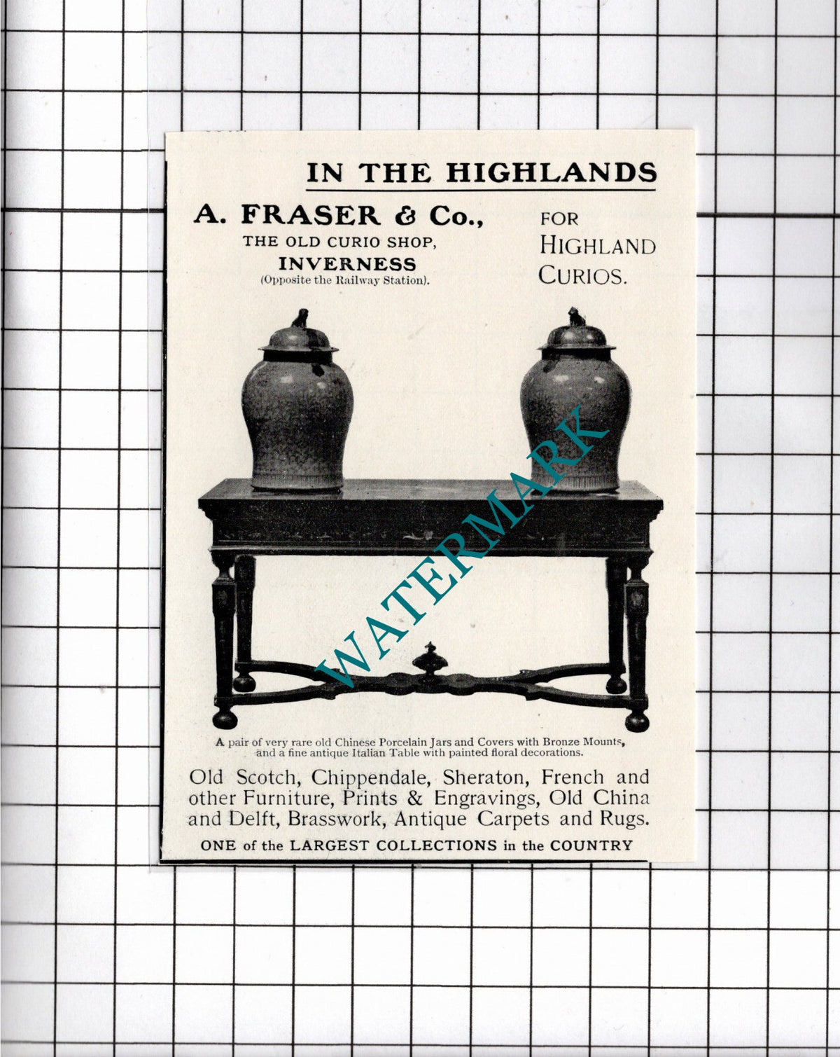 A Fraser & Co The Old Curio Shop Inverness Scotland  - 1904 Small Advert