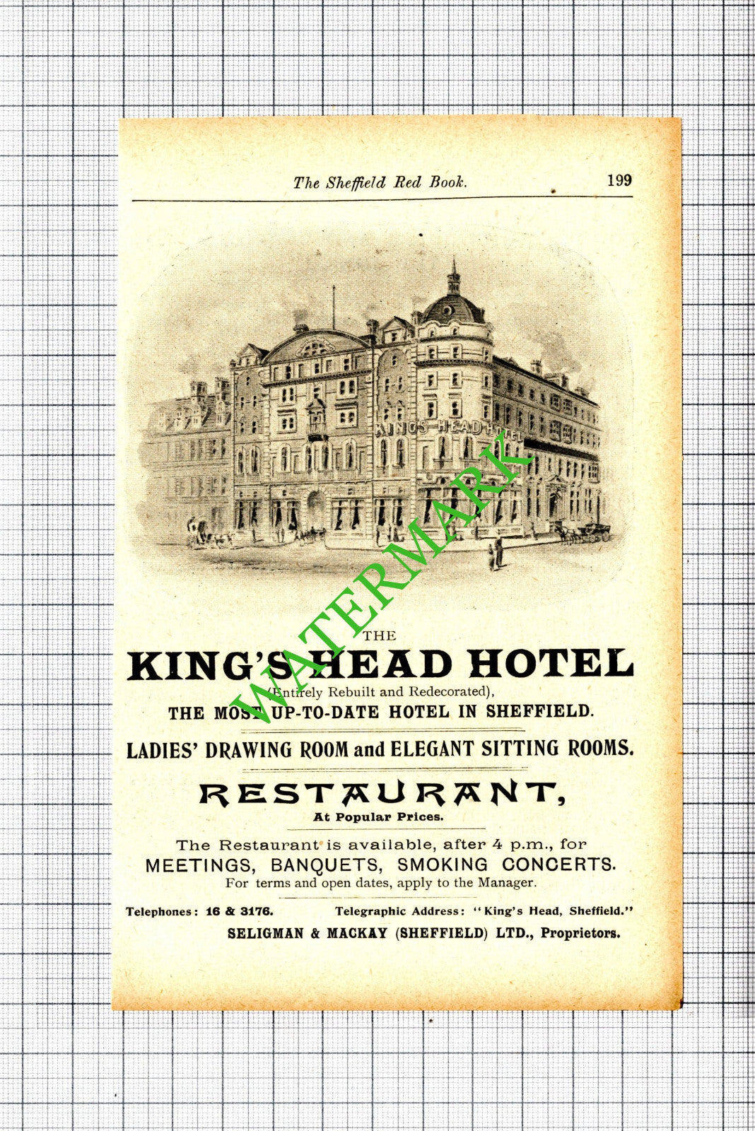 King's Head Hotel Sheffield Small Advert -  1904 Cutting
