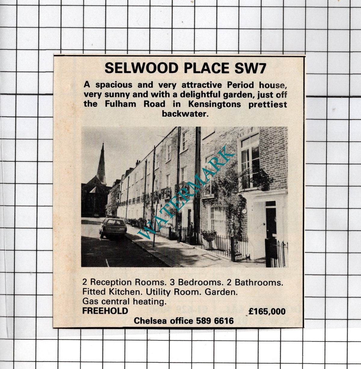 Selwood Place London SW7 House Sale Advert - 1980 Cutting
