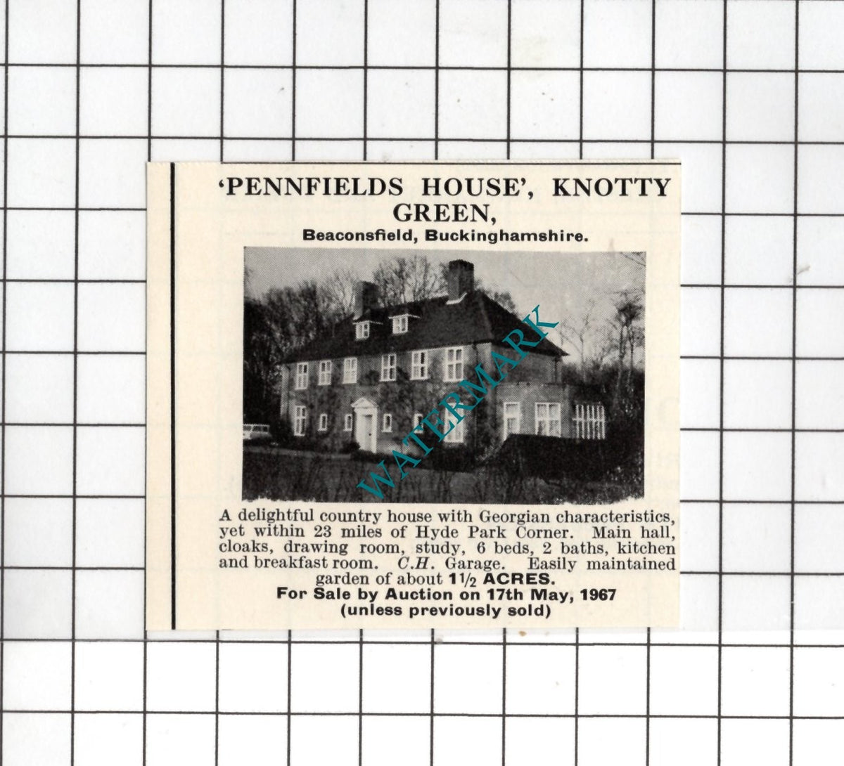 Pennfields House Knotty Green Beaconsfield Bucks SMALL House Sale Advert - 1967