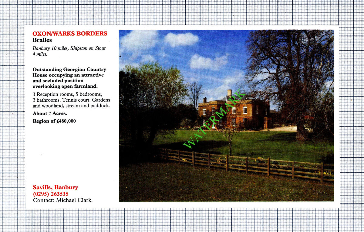 Brailes Oxfordshire Sale Advert - 1991 Cutting