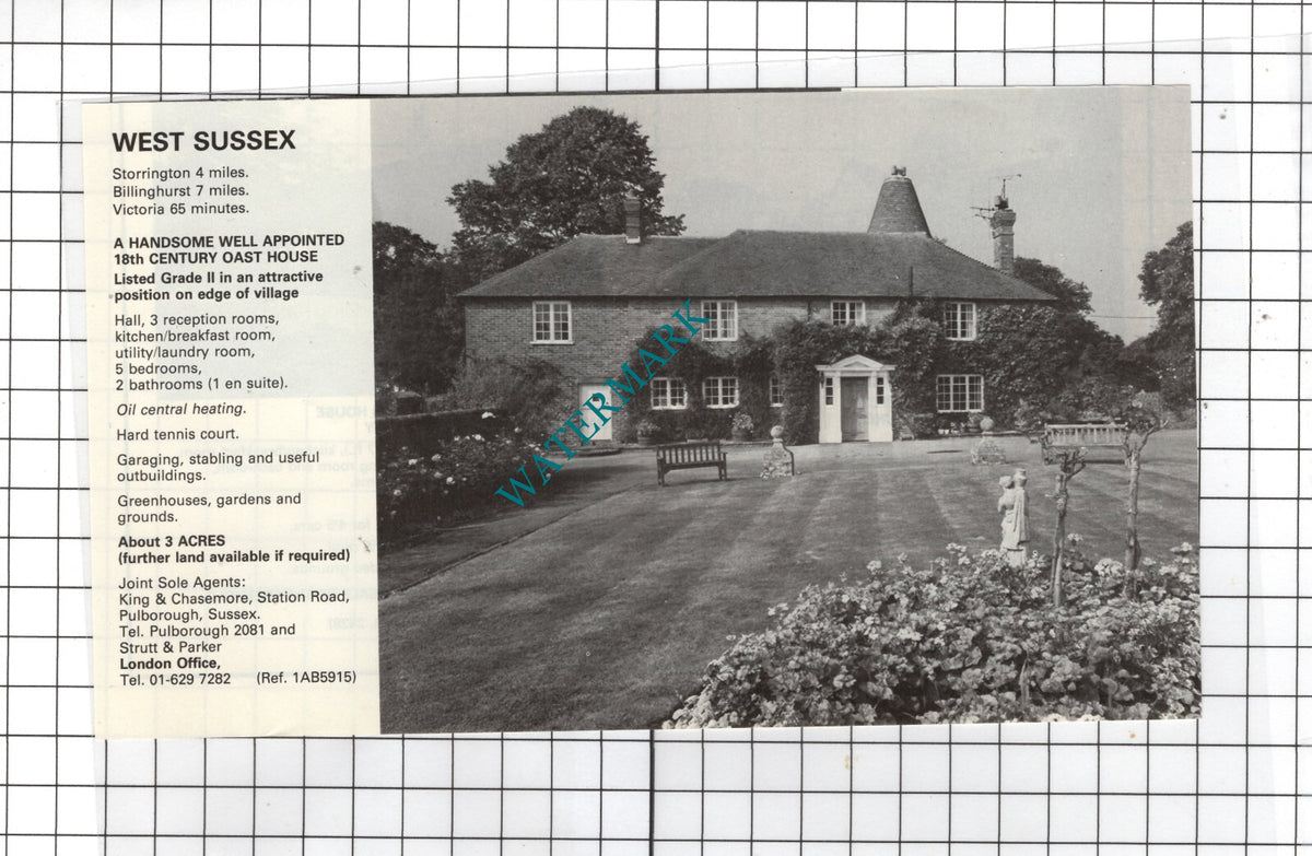 Storrington Sussex  Oast House -  1980 House Sale  Advert