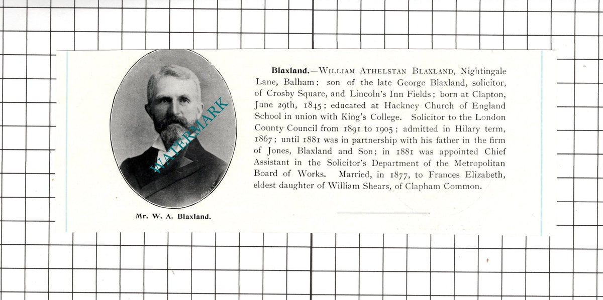 Stephen Nelson Braithwaite Kendal / William Athelstan Blaxland - c.1905 Clipping