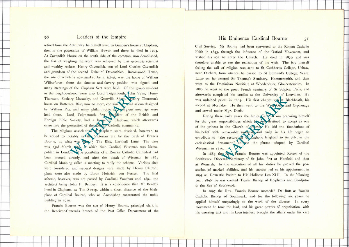 His Eminence Cardinal Bourne   - c.1920 Print / Article