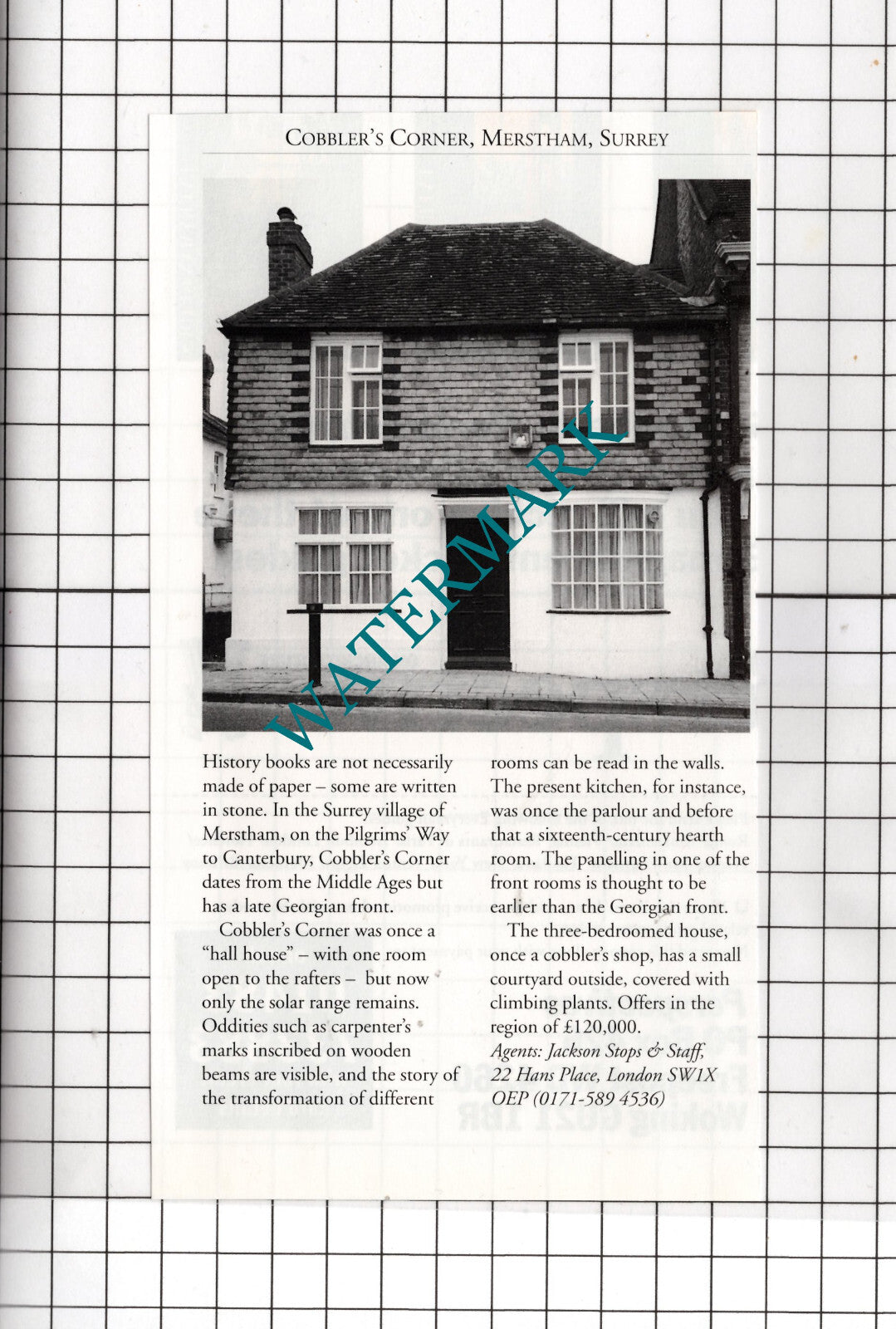Cobbler's Corner Merstham Surrey House Sale Advert - 1995 Cutting