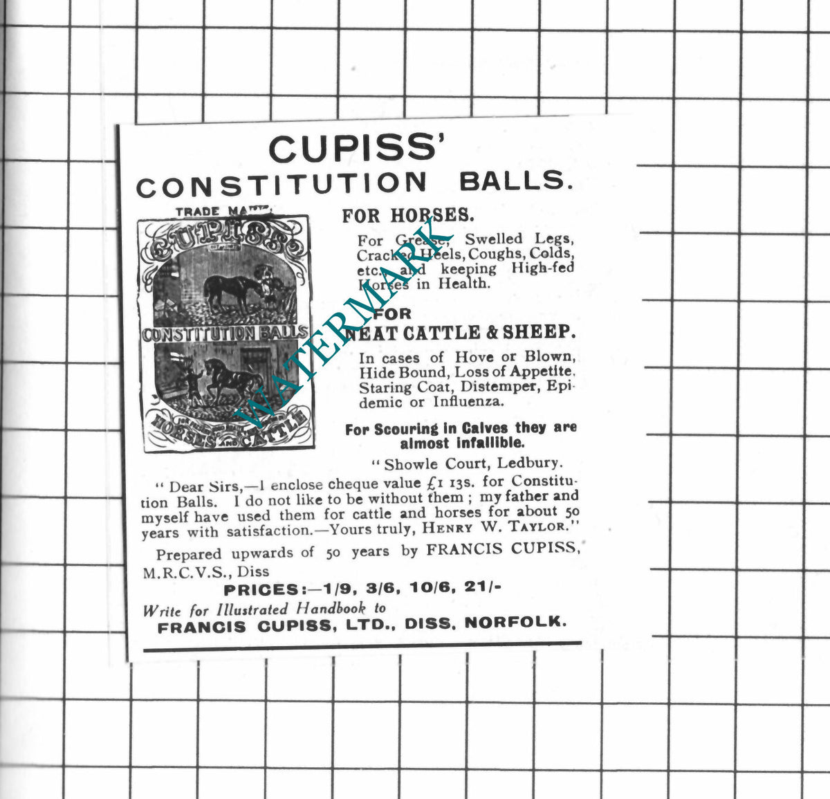 Francis Cupiss Ltd Diss Norfolk Small Advert - 1914 Clipping