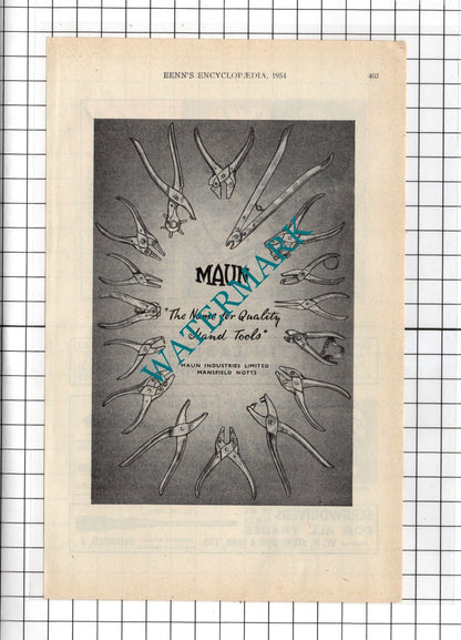 Maun Industries Ltd Mansfield / John Shaw Tools Ltd Bushbury - 1954 Advert