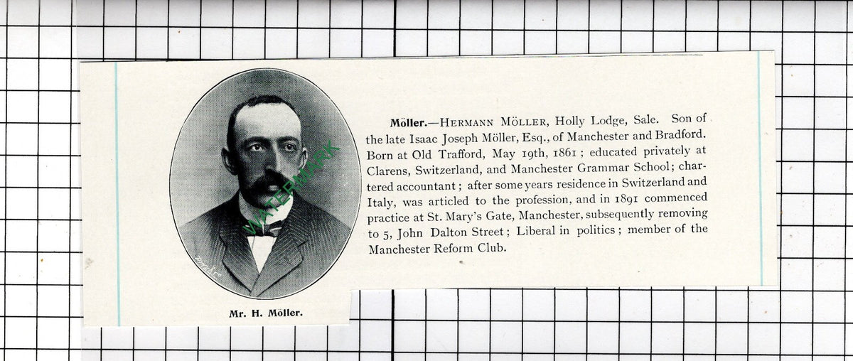 Hermann Moller Holly Lodge Sale Manchester Old Trafford  - c.1905 Clipping