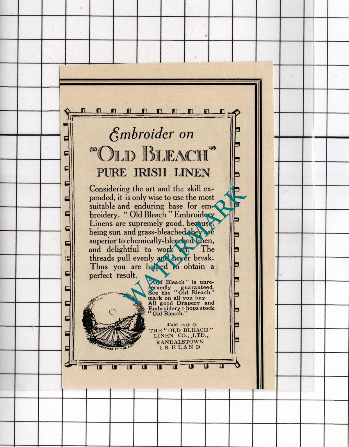The Old Bleach Linen Co Ireland / Tilo-leum Liberty & Co - 1919 Small Advert