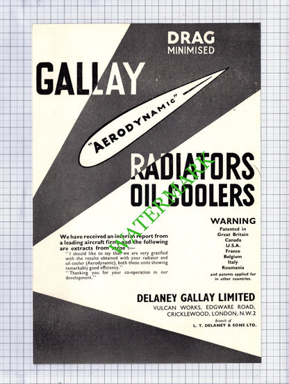 Delaney Gallay Ltd London / Walton Yacht Works Ltd ADVERT- 1942 Cutting