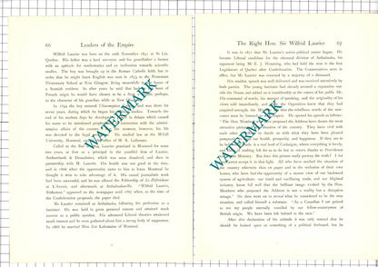 The Right Hon Sir Wilfrid Laurier -  1920's Article / Print