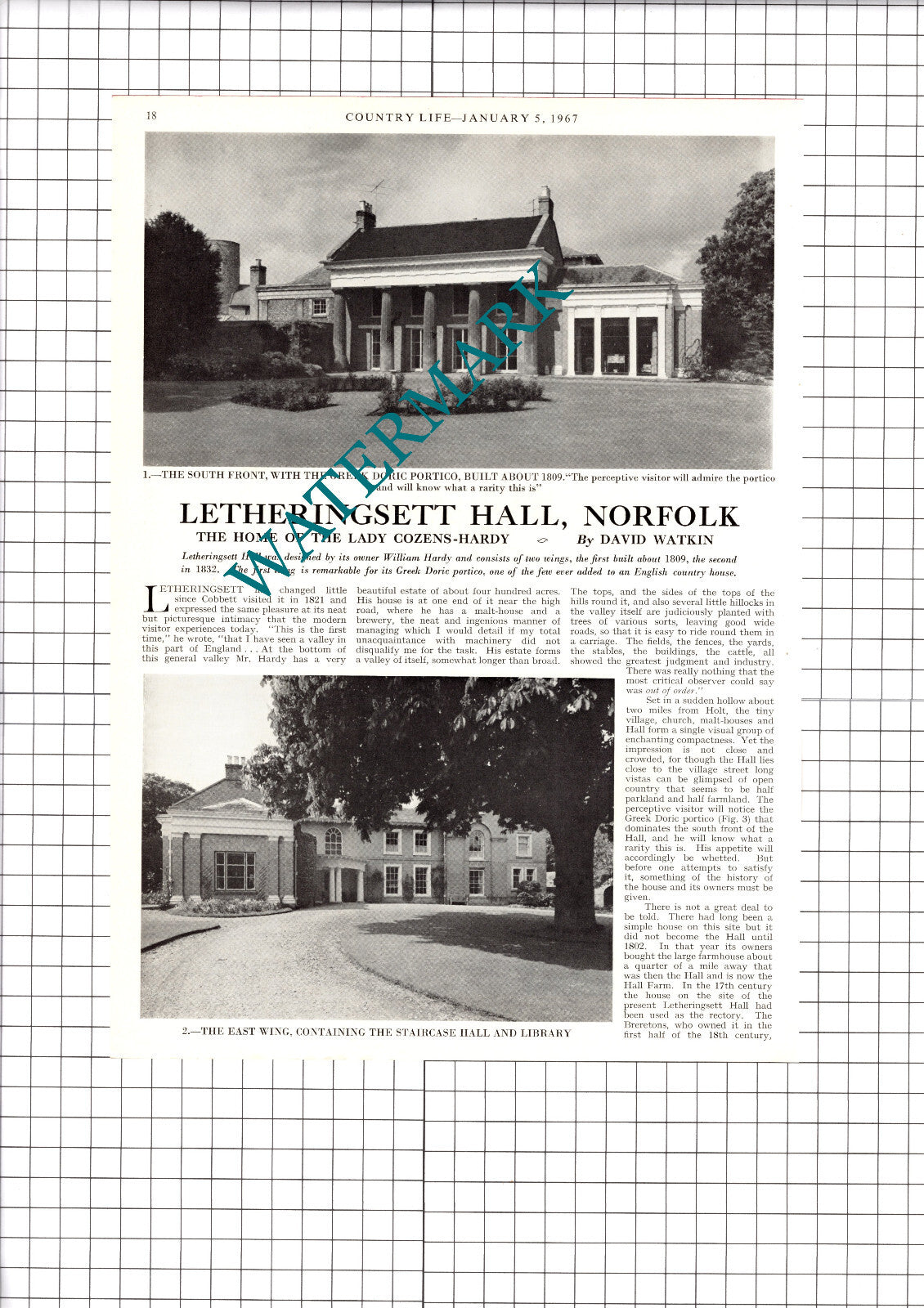 Letheringsett Hall Norfolk Lady Cozens-Hardy  - 1967 Article