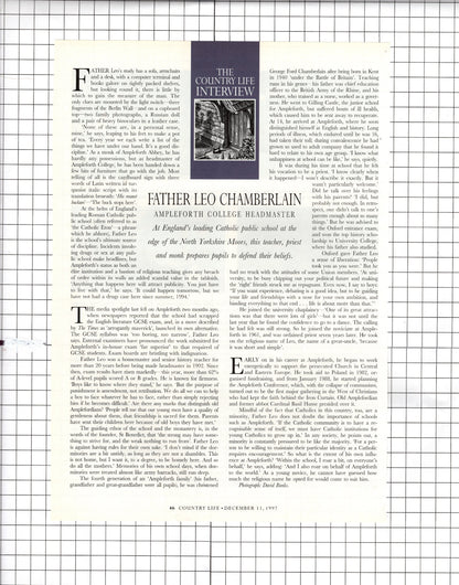 Ampleforth College Headmaster Father Leo Chamberlain - 1997 Article