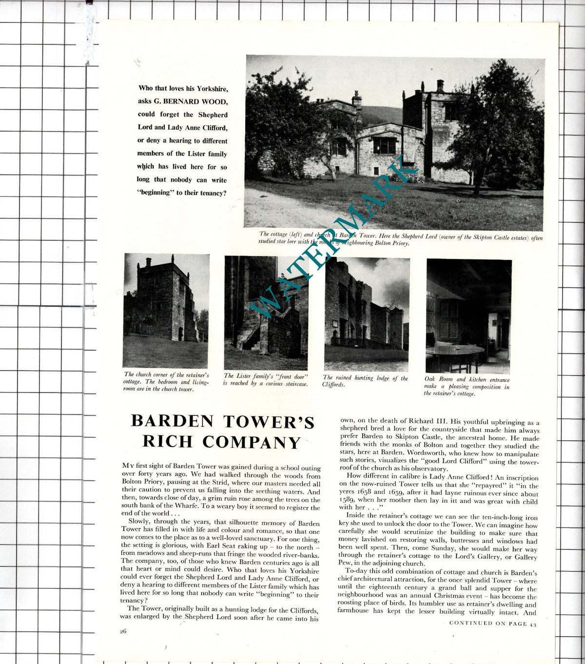Barden Tower Yorkshire - 1957 Article
