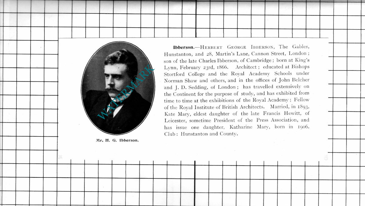 George Cody Jeaffreson  Framlingham / Herbert Ibberson Hunstanton -1911 Clipping