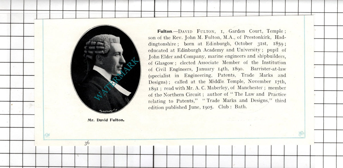 Charles Frederick Gill Ockley / Mr David Fulton Prestonkirk -  c.1905 Clipping