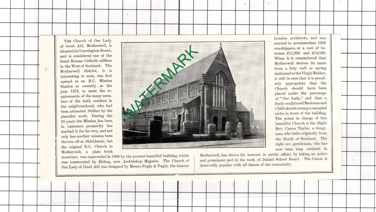 The Church Of Our Lady Of Good Aid Motherwell Scotland - 1904 Clipping