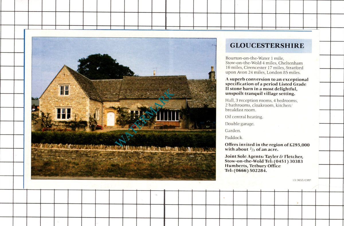 Bourton-on-the-Water Gloucestershire  House Sale Advert - c.1990 Cutting / Print