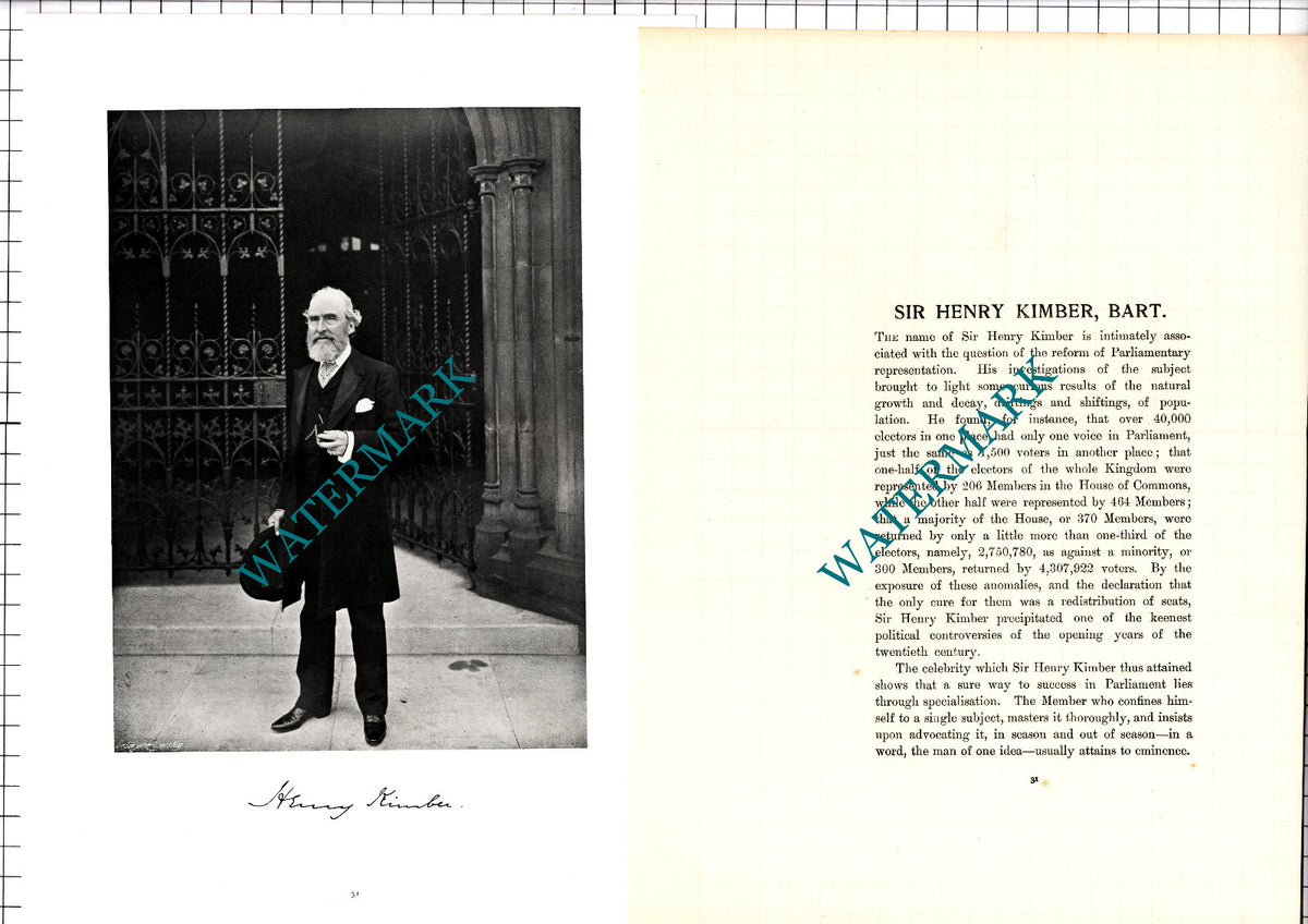 Sir Henry Kimber - c.1904 Article / Print