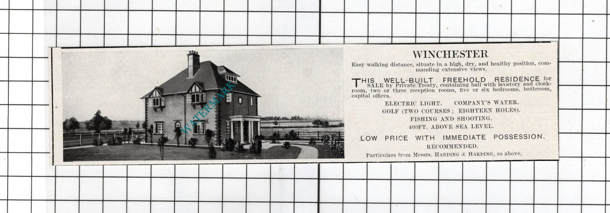 Winchester Hampshire   - 1925 Small House Sale Advert