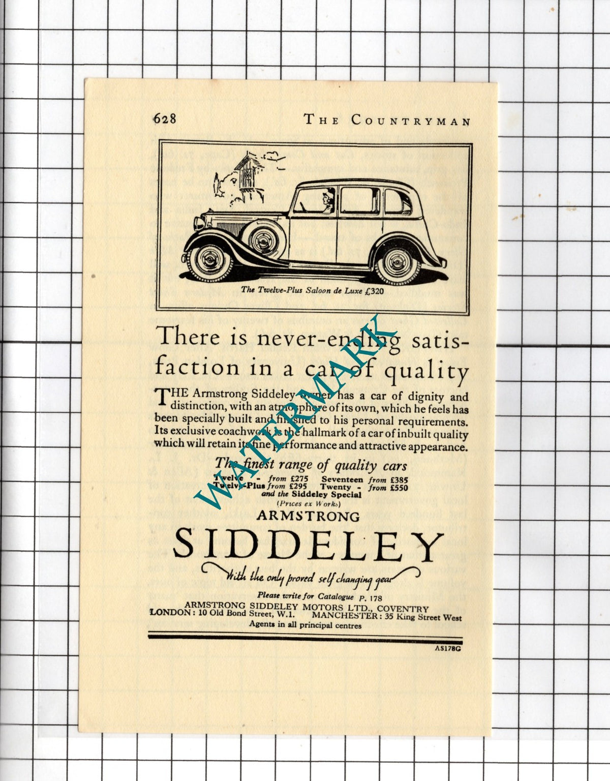 Armstrong Siddeley Car - 1936 Small Advert