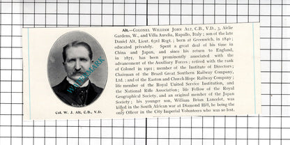 Col William John Alt / Henry Leonard Campbell Brassey Aylesford - c.1910 Cutting