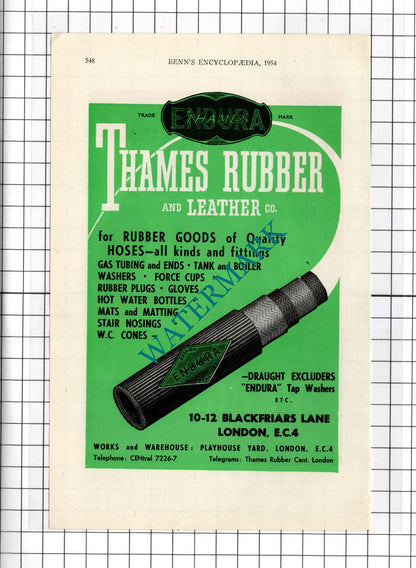 Thames Rubber and Leather Co London / Perks British Edge Tools - 1954 Advert