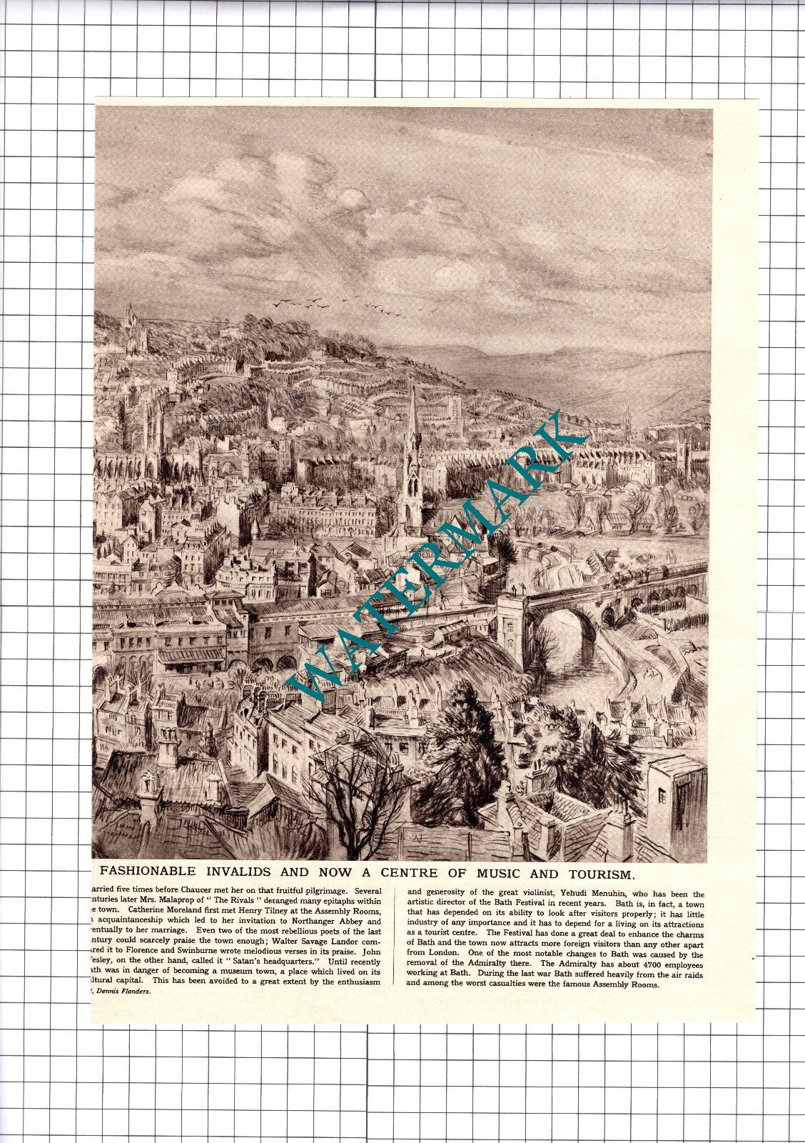 City of Bath Somerset    -  c.1953 Centrefold Pullout Print