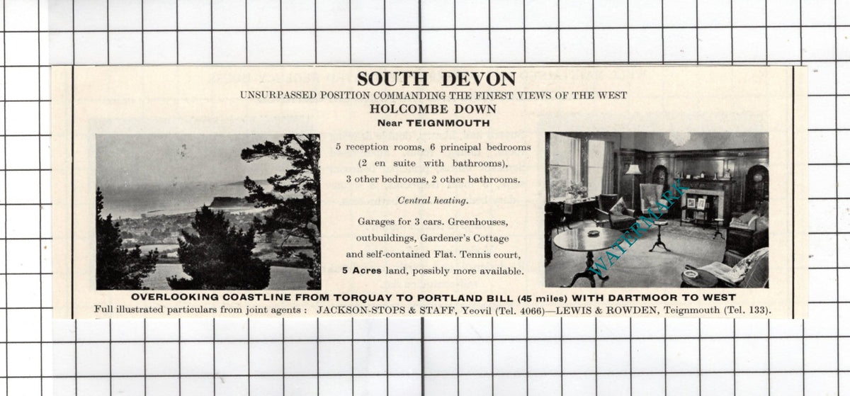 Holcombe Down Devon -   House Sale Advert - 1967