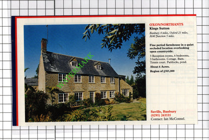 Kings Sutton Farmhouse / Aldeburgh Suffolk House Sale Advert - c.1991 Cutting
