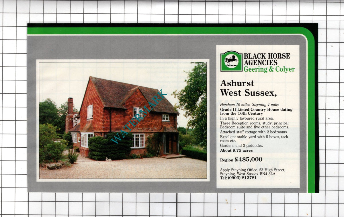 Ashurst West Sussex  - 1989   House Sale Advert