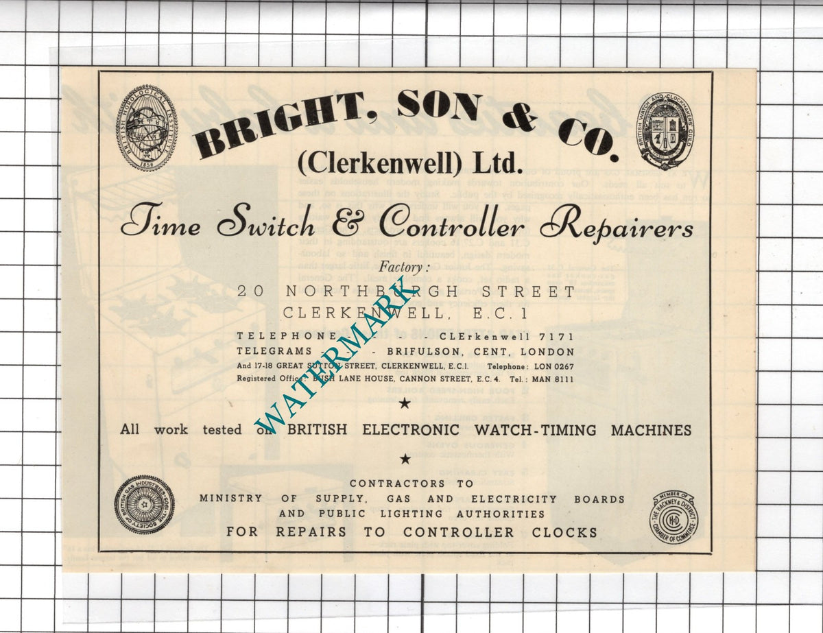 Bright Son & Co Clerkenwell Ltd London - 1951 Advert