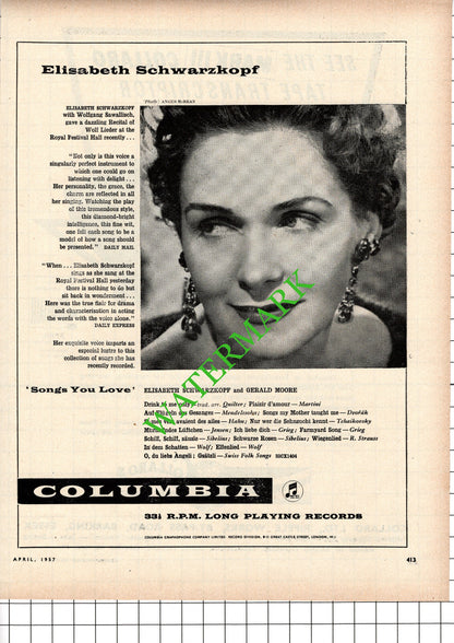 Collaro Ltd Barking Essex / Elisabeth Schwarzkopf Advert - 1957 Cutting