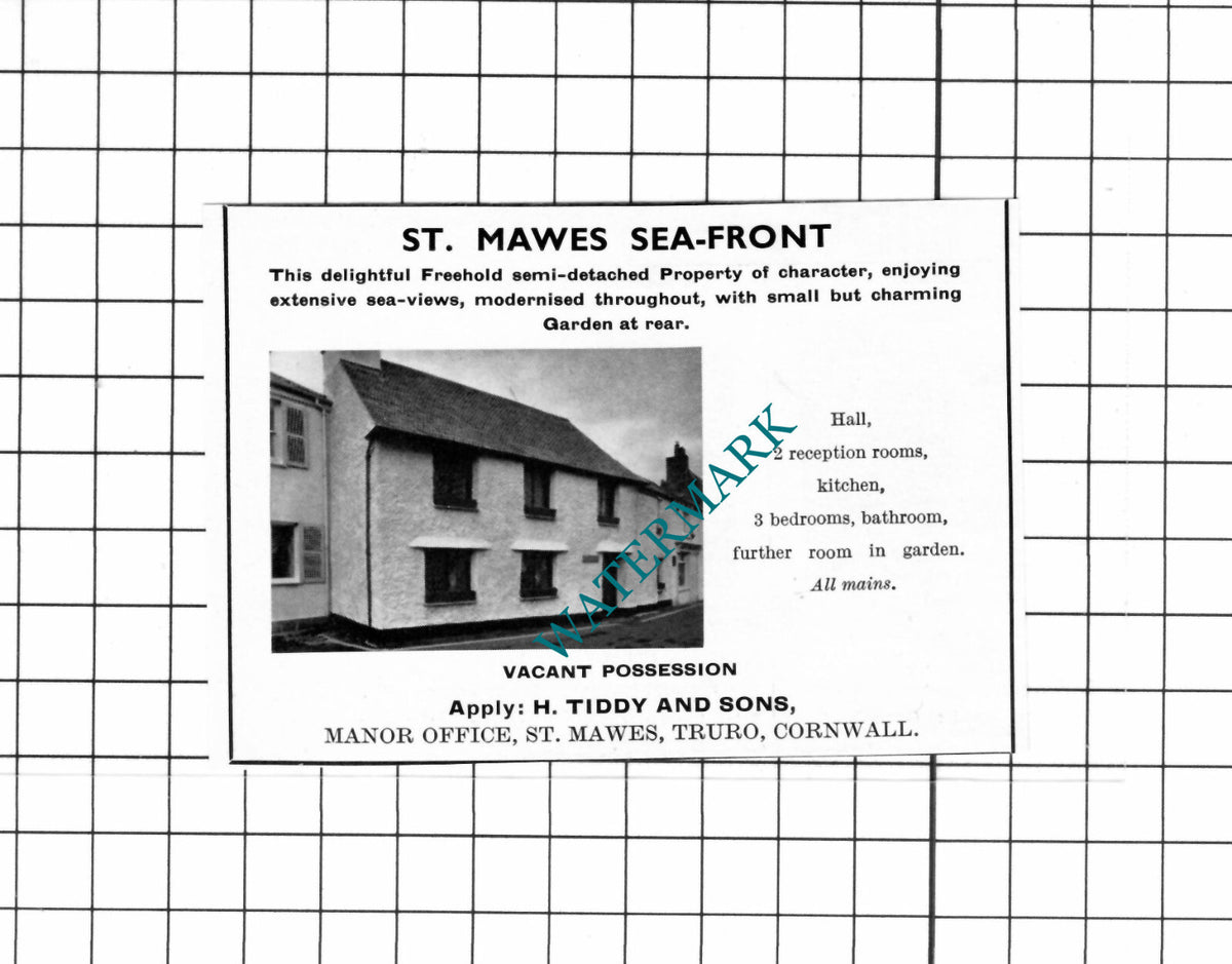 St Mawes Cornwall SMALL House Sale Advert - 1967 Cutting