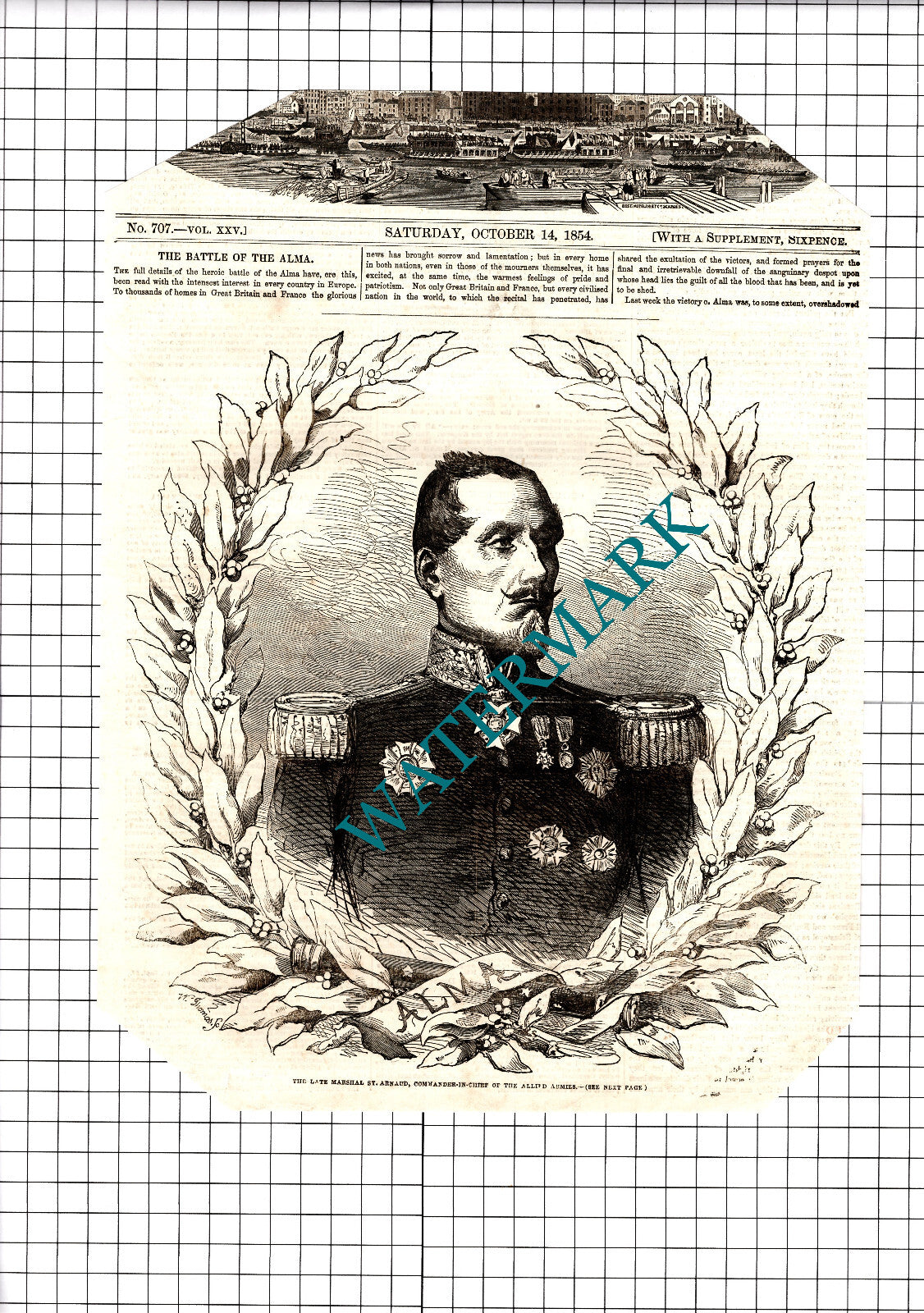 Marshal St Arnaud - 1854 Clipping / Print