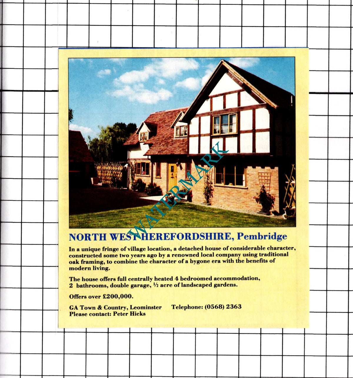 Pembridge Herefordshire House Sale Advert  - 1991 Clipping / Print