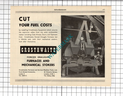R J Dick Ltd Glasgow / Crosthwaite Furnaces  Leeds -  1951 Advert