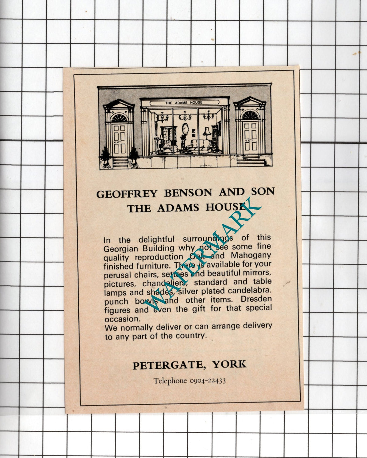 Geoffrey Benson and Son The Adams House  Petergate York  - 1974 Small  Advert