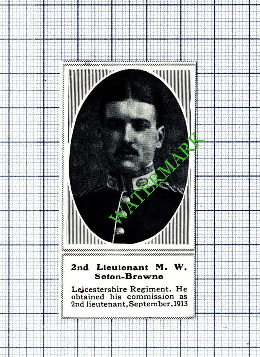 2nd Lt M W Seton-Browne Leicestershire Regiment WW1  - 1915 SMALL Cutting
