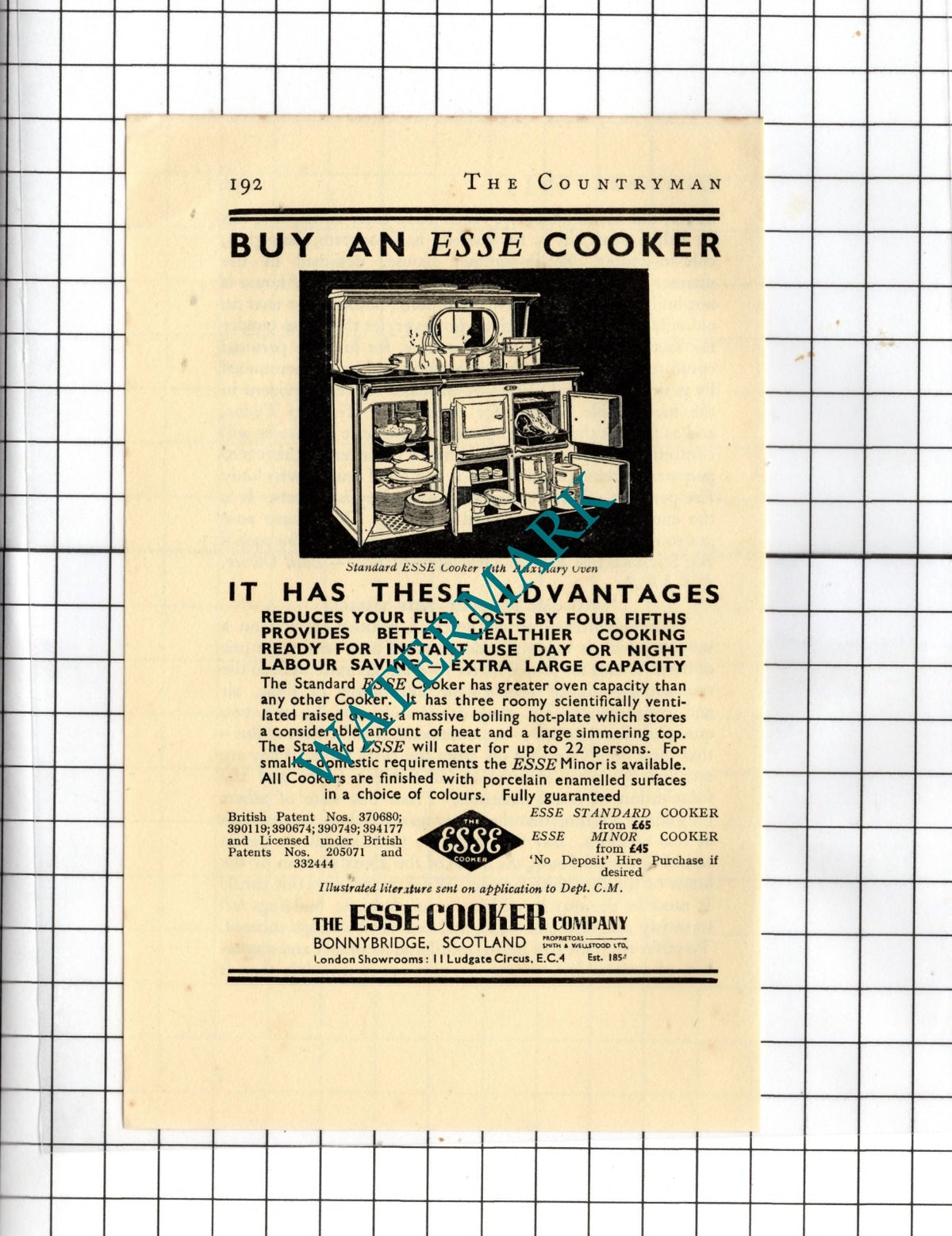 The Esse Cooker Company Bonnybridge Scotland   - 1935 Small Advert