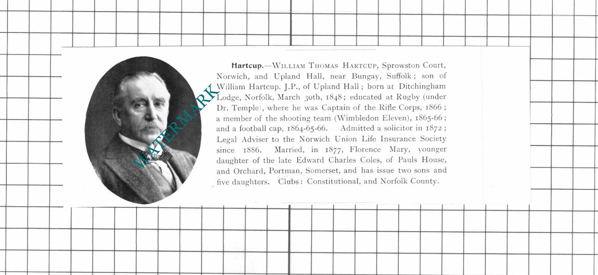 William Thomas Hartcup Sprowston Court Norwich Bungay   - 1911 Clipping / Print